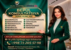 BEPUL malakali shifokorlar konsultatsiyasi — har juma Hilol Hospital klinikasida!