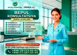 BEPUL KONSULTATSIYA — har juma kuni Hilol Hospital klinikasida! BEPUL KONSULTATSIYA — har juma kuni Hilol Hospital klinikasida!